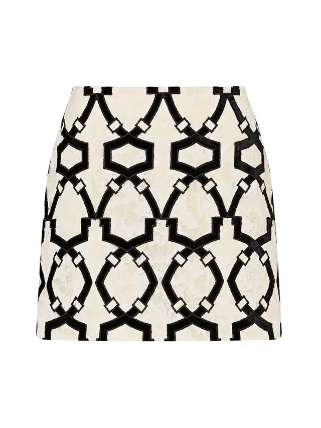 Milly Women's Jayla Flocked Velvet Lace Miniskirt - White Black