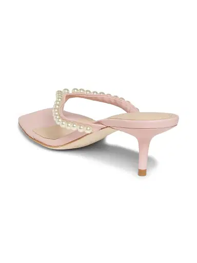 22élevé Women's 50MM Imitation Pearl-Embellished Leather Sandals - Ballet Pink | Thumbnail 3