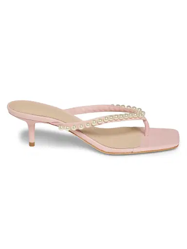 22élevé Women's 50MM Imitation Pearl-Embellished Leather Sandals - Ballet Pink | Thumbnail 1