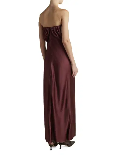 Marina Moscone Women's Satin Draped Bustier Dress - Garnet | Thumbnail 3 Marina Moscone Women's Satin Draped Bustier Dress - Garnet | Thumbnail 3