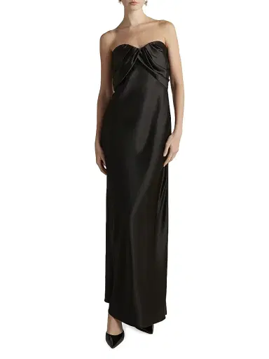 Marina Moscone Women's Satin Draped Bustier Dress - Garnet | Thumbnail 4 Marina Moscone Women's Satin Draped Bustier Dress - Garnet | Thumbnail 4