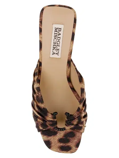 Badgley Mischka Women's Vayla Pleated Leather Sandals - Natural Leopard | Thumbnail 5 Badgley Mischka Women's Vayla Pleated Leather Sandals - Natural Leopard | Thumbnail 5