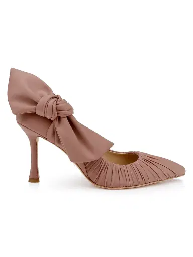 BADGLEY MISCHKA Women's Vanesa 85MM Pleated Satin Pumps | Thumbnail 1 BADGLEY MISCHKA Women's Vanesa 85MM Pleated Satin Pumps | Thumbnail 1