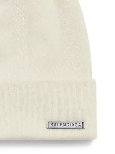 Balenciaga Women's Knitted Beanie in Cashmere - Cream - Size Medium | Thumbnail 3 Balenciaga Women's Knitted Beanie in Cashmere - Cream - Size Medium | Thumbnail 3