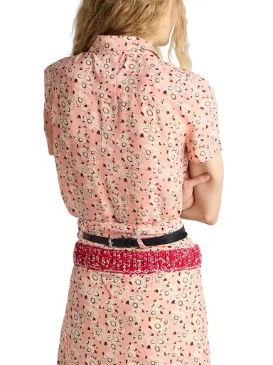 Prada Women's Floral Print Georgette Shirt - Pink | Thumbnail 4 Prada Women's Floral Print Georgette Shirt - Pink | Thumbnail 4