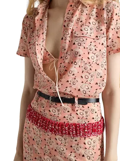 Prada Women's Floral Print Georgette Shirt - Pink | Thumbnail 5 Prada Women's Floral Print Georgette Shirt - Pink | Thumbnail 5