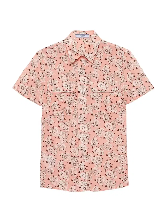 Women's Floral Print Georgette Shirt - Pink