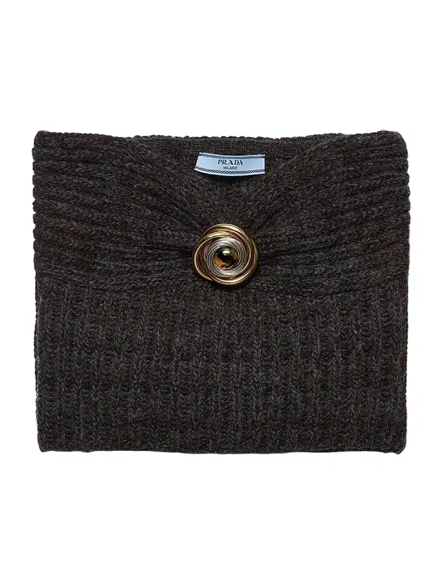 Women's Wool and Cashmere Bandeau Top with Brooch - Grey