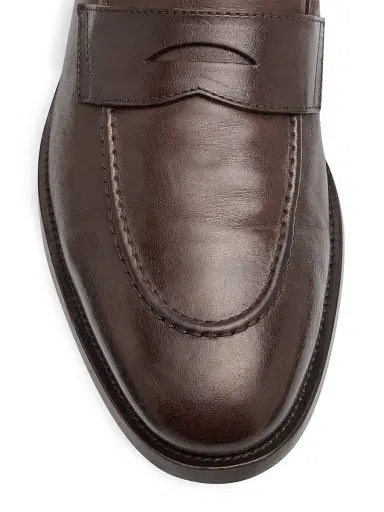 Brunello Cucinelli Men's Leather Penny Loafers - Brown - Size 8 | Thumbnail 6