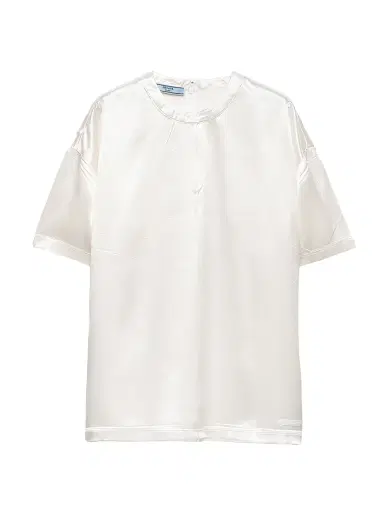 Prada Women's Short Sleeved Satin Top - White | Thumbnail 1 Prada Women's Short Sleeved Satin Top - White | Thumbnail 1