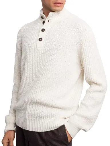 Stefano Ricci Men's Essential Mockneck Sweater - White - Size 42 | Thumbnail 3