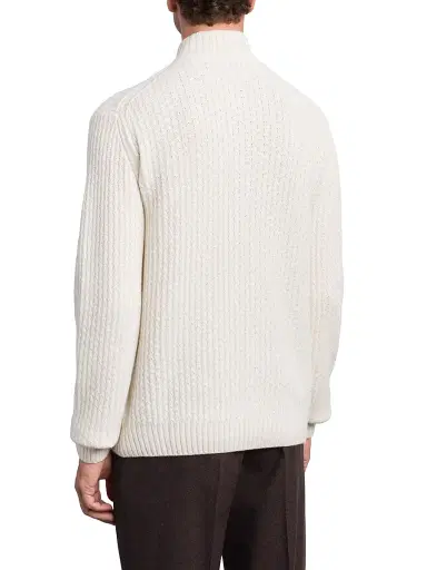 Stefano Ricci Men's Essential Mockneck Sweater - White - Size 42 | Thumbnail 4