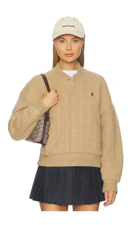 Polo Ralph Lauren Cable Knit Wool Cashmere Bomber Jacket