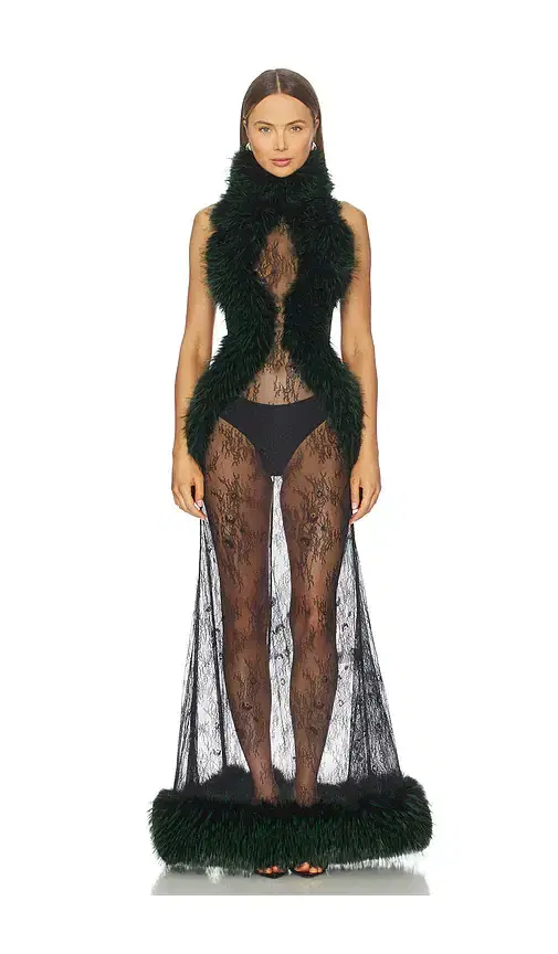 Valentina Lace Fur Gown
