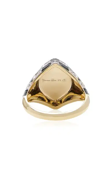 Yvonne Léon 9K Gold Marquise Black Checkered Ring | Thumbnail 5 Yvonne Léon 9K Gold Marquise Black Checkered Ring | Thumbnail 5