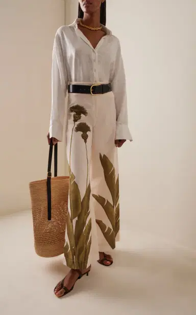 Andres Otalora Ritmica Printed Linen Wide-Leg Pants | Thumbnail 2