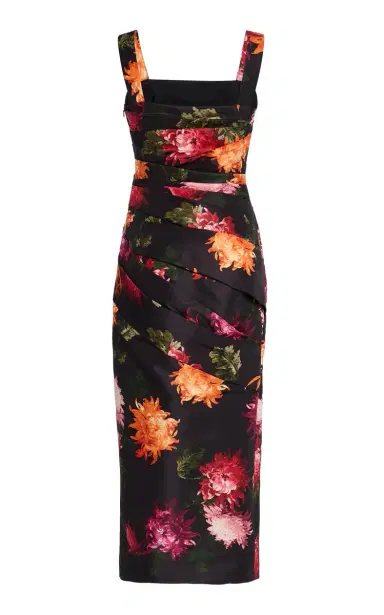 Carolina Herrera Pleated Floral Twill Midi Dress | Thumbnail 5 Carolina Herrera Pleated Floral Twill Midi Dress | Thumbnail 5