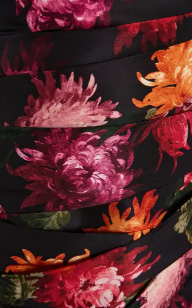 Carolina Herrera Pleated Floral Twill Midi Dress | Thumbnail 6 Carolina Herrera Pleated Floral Twill Midi Dress | Thumbnail 6