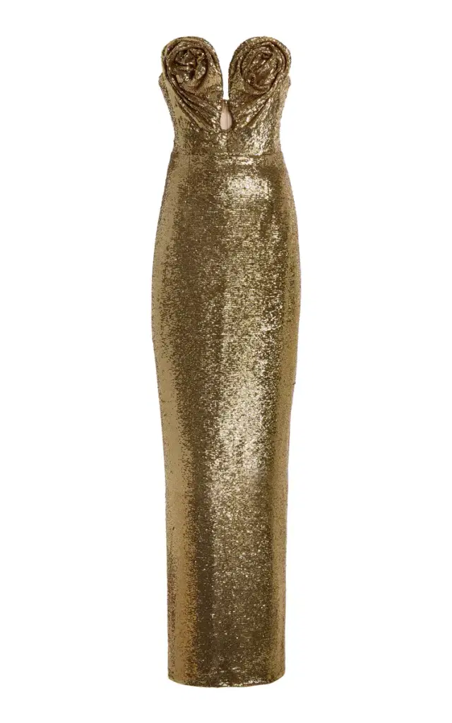 Carolina Herrera Strapless Rosette-Detailed Sequined Gown