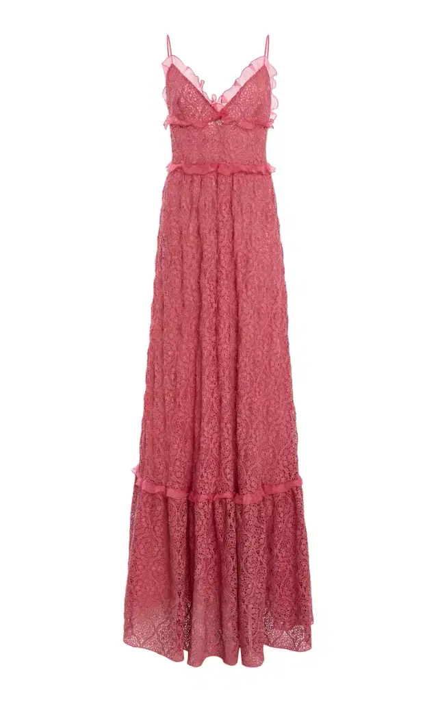 Ruffled Macrame Maxi Dress