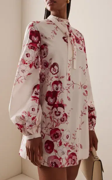 Giambattista Valli Tie-Neck Floral Silk Mini Dress | Thumbnail 3