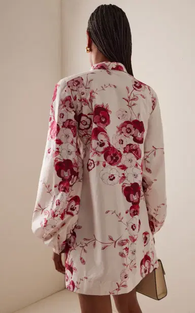 Giambattista Valli Tie-Neck Floral Silk Mini Dress | Thumbnail 4