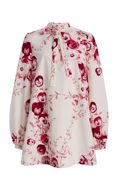Giambattista Valli Tie-Neck Floral Silk Mini Dress | Thumbnail 7