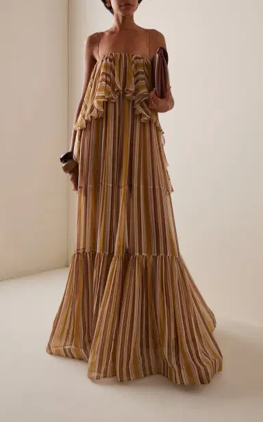 Zimmermann Rebellion Bohemian Ruffled Striped Chiffon Maxi Dress | Thumbnail 3 Zimmermann Rebellion Bohemian Ruffled Striped Chiffon Maxi Dress | Thumbnail 3