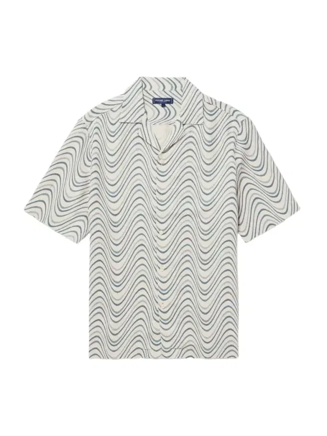Roberto Camp-Collar Printed Linen Shirt - Men