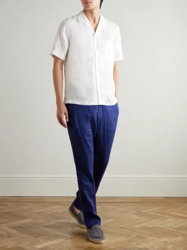 Frescobol Carioca Alves Camp-Collar Embroidered Linen Shirt - Men | Thumbnail 2