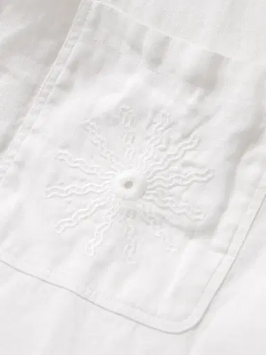 Frescobol Carioca Alves Camp-Collar Embroidered Linen Shirt - Men | Thumbnail 6