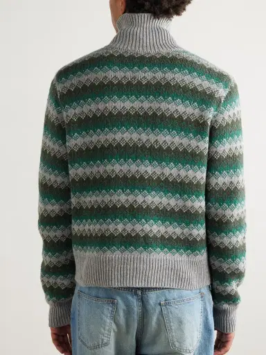 Auralee Jacquard-Knit Cashmere and Wool-Blend Cardigan - Men | Thumbnail 4