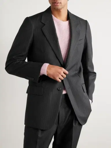 Auralee Pinstriped Wool Suit Jacket - Men | Thumbnail 3 Auralee Pinstriped Wool Suit Jacket - Men | Thumbnail 3
