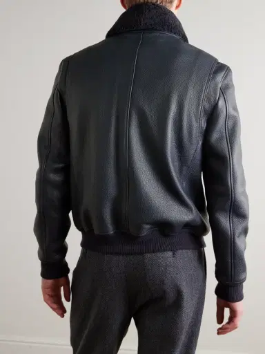 MR P. Shearling-Trimmed Full-Grain Leather Blouson Jacket - Men | Thumbnail 4