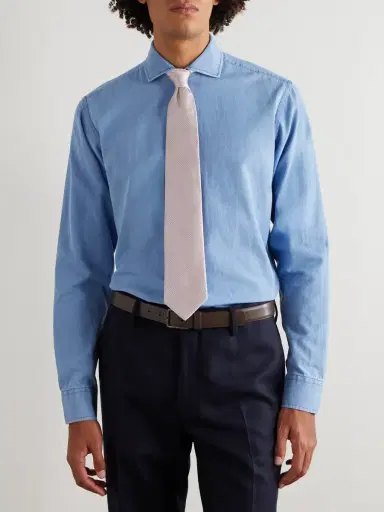 Favourbrook Burlington Cutaway-Collar Indigo-Dyed Cotton-Chambray Shirt - Men | Thumbnail 2