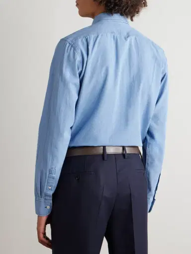 Favourbrook Burlington Cutaway-Collar Indigo-Dyed Cotton-Chambray Shirt - Men | Thumbnail 3