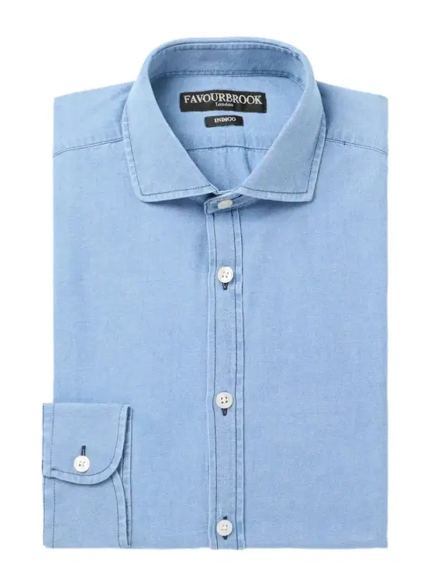 Burlington Cutaway-Collar Indigo-Dyed Cotton-Chambray Shirt - Men