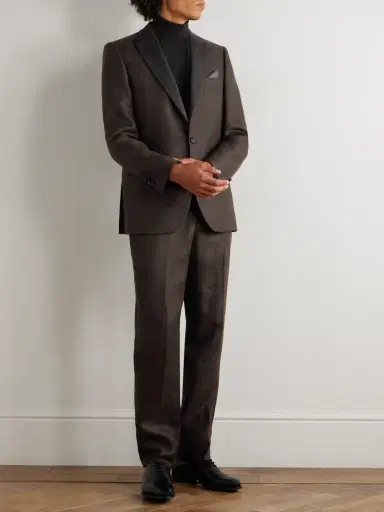 Favourbrook Randwick Slim-Fit Faille-Trimmed Herringbone Linen and Silk-Blend Tuxedo Jacket - Men | Thumbnail 2