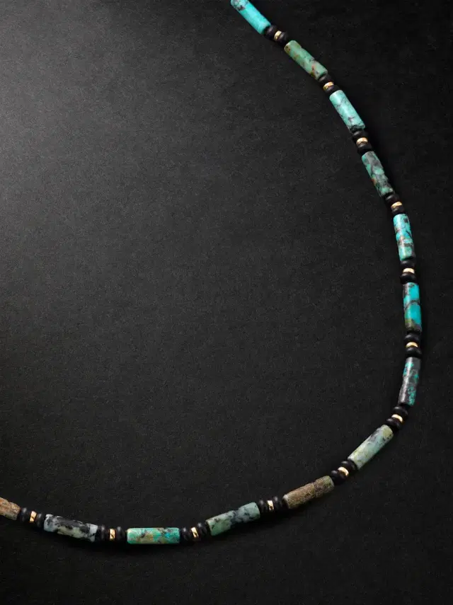 Gold Onyx Necklace - Men