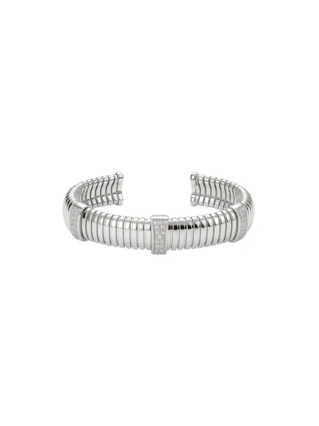 0.62ct Diamond 14K Gold Italy Bangle Bracelet