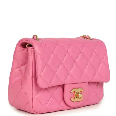 Chanel Chanel Mini Pearl Crush Square Flap Bag Pink Lambskin Brushed Gold Hardware | Thumbnail 2 Chanel Chanel Mini Pearl Crush Square Flap Bag Pink Lambskin Brushed Gold Hardware | Thumbnail 2