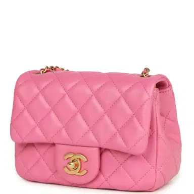 Chanel Chanel Mini Pearl Crush Square Flap Bag Pink Lambskin Brushed Gold Hardware | Thumbnail 5 Chanel Chanel Mini Pearl Crush Square Flap Bag Pink Lambskin Brushed Gold Hardware | Thumbnail 5