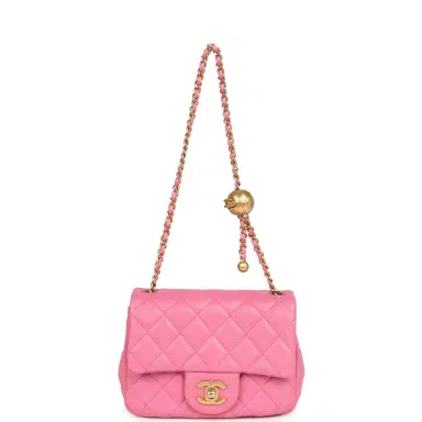 Chanel Chanel Mini Pearl Crush Square Flap Bag Pink Lambskin Brushed Gold Hardware | Thumbnail 7 Chanel Chanel Mini Pearl Crush Square Flap Bag Pink Lambskin Brushed Gold Hardware | Thumbnail 7
