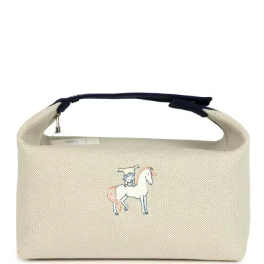 HERMÈS Hermes Bride A Brac Cabriole GM Gris Perle and Bleu Canvas Palladium Hardware | Thumbnail 1 HERMÈS Hermes Bride A Brac Cabriole GM Gris Perle and Bleu Canvas Palladium Hardware | Thumbnail 1