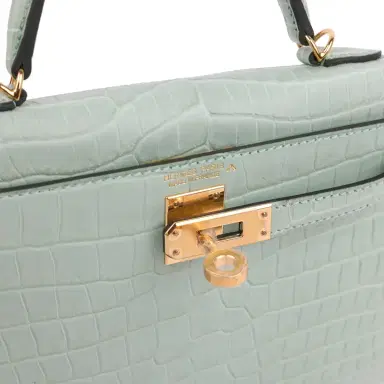 HERMÈS Hermes Kelly Sellier 20 Vert D'Eau Matte Porosus Crocodile Gold Hardware | Thumbnail 7 HERMÈS Hermes Kelly Sellier 20 Vert D'Eau Matte Porosus Crocodile Gold Hardware | Thumbnail 7
