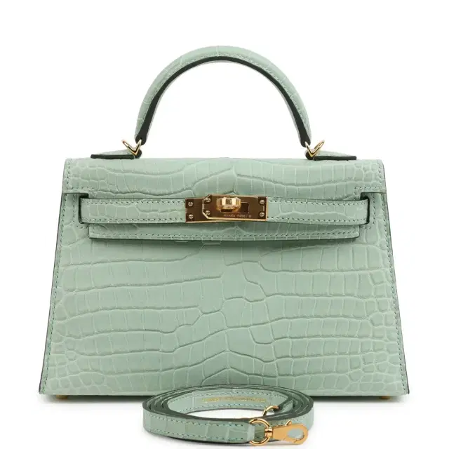 hermes Hermes Kelly Sellier 20 Vert D'Eau Matte Porosus Crocodile Gold Hardware