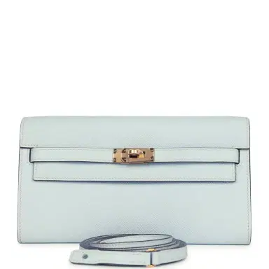HERMÈS Hermes Kelly Wallet To Go Bleu Brume Gold Hardware | Thumbnail 1 HERMÈS Hermes Kelly Wallet To Go Bleu Brume Gold Hardware | Thumbnail 1