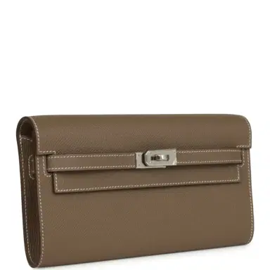 HERMÈS Hermes Kelly Wallet To Go Etoupe Epsom Palladium Hardware | Thumbnail 2 HERMÈS Hermes Kelly Wallet To Go Etoupe Epsom Palladium Hardware | Thumbnail 2