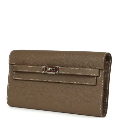 HERMÈS Hermes Kelly Wallet To Go Etoupe Epsom Palladium Hardware | Thumbnail 5 HERMÈS Hermes Kelly Wallet To Go Etoupe Epsom Palladium Hardware | Thumbnail 5