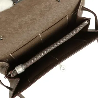HERMÈS Hermes Kelly Wallet To Go Etoupe Epsom Palladium Hardware | Thumbnail 8 HERMÈS Hermes Kelly Wallet To Go Etoupe Epsom Palladium Hardware | Thumbnail 8